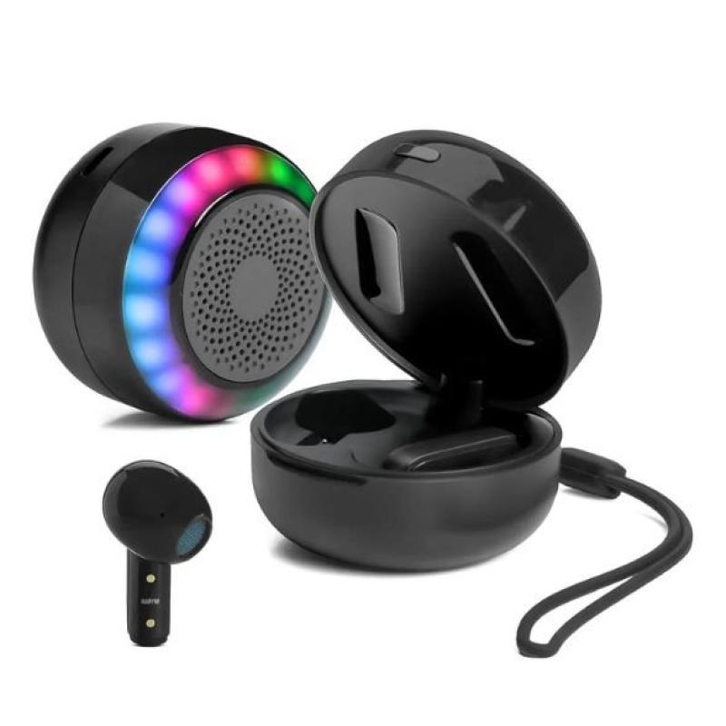 Fone Bluetooth 2 em 1 com Case Caixa de Som LED RGB USB-C