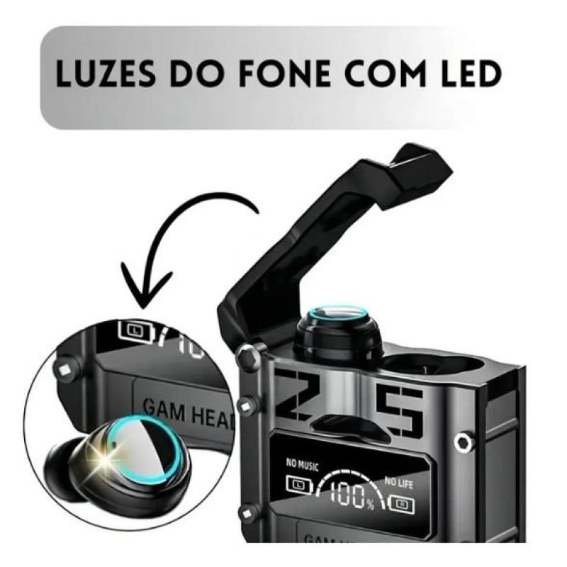 Fone de Ouvido Bluetooth Gamer TWS M25 com Display LED