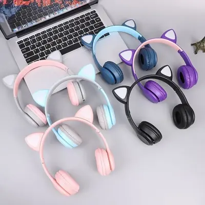 Fone De Ouvido Bluetooth Gatinho Infantil LED