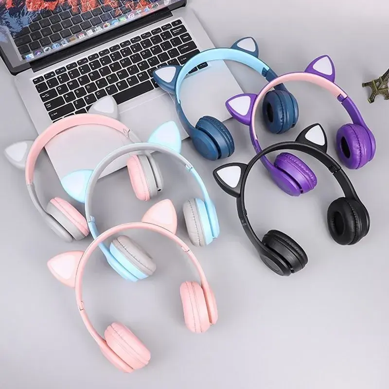 Fone De Ouvido Bluetooth Gatinho Infantil LED