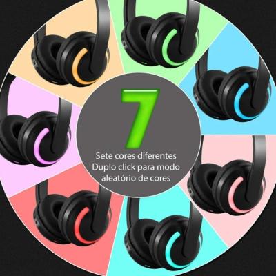 Fone de Ouvido Orelha de Gato Bluetooth Led 7 Cores