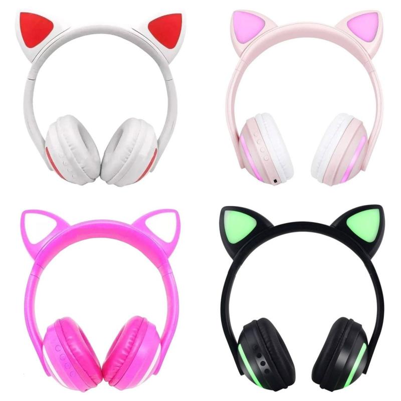 Fone de Ouvido Orelha de Gato Bluetooth Led 7 Cores