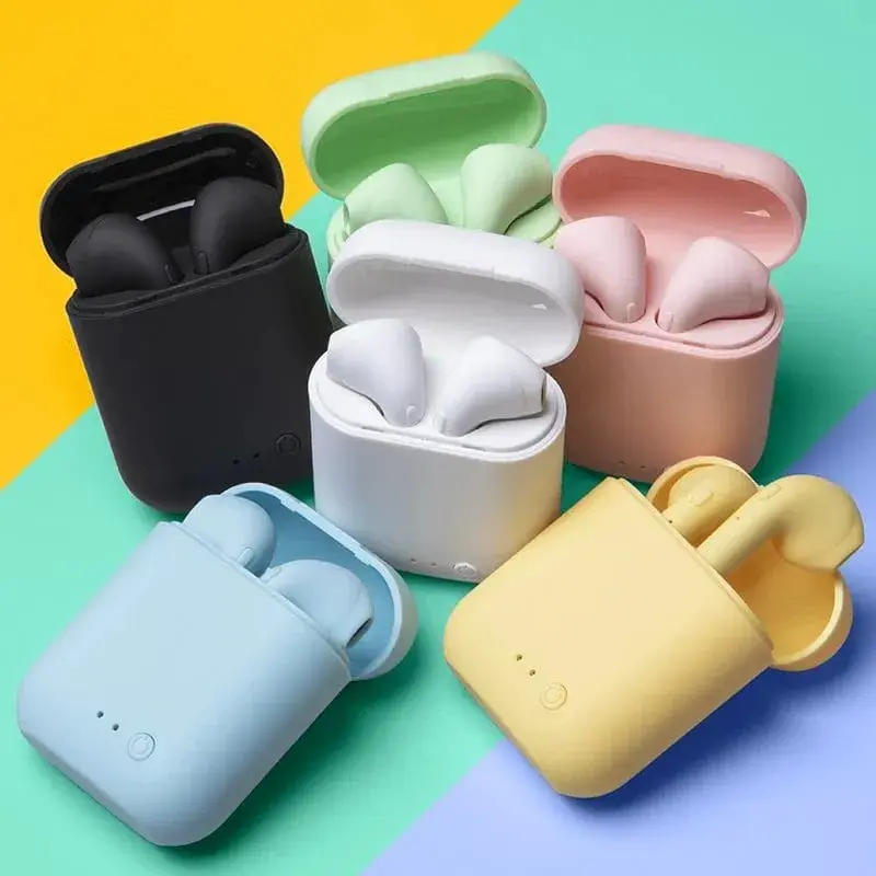 Fone de Ouvido Sem Fio Mini Inpods i12 Bluetooth com Microfone Colorido Fosco