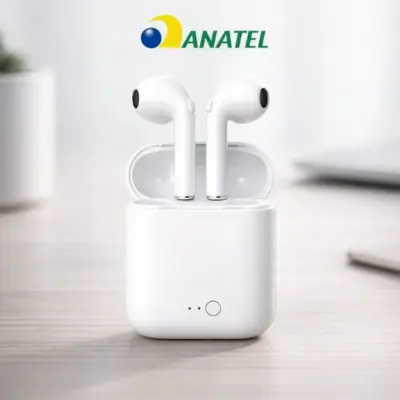 Fone Ouvido Bluetooth i7S Sem Fio Recarregável Android iOS Branco