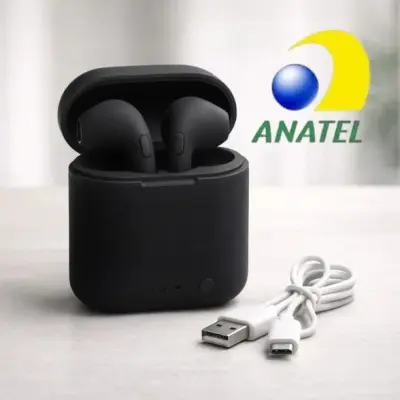 Fone Ouvido Bluetooth i7S Sem Fio Recarregável Android iOS Preto