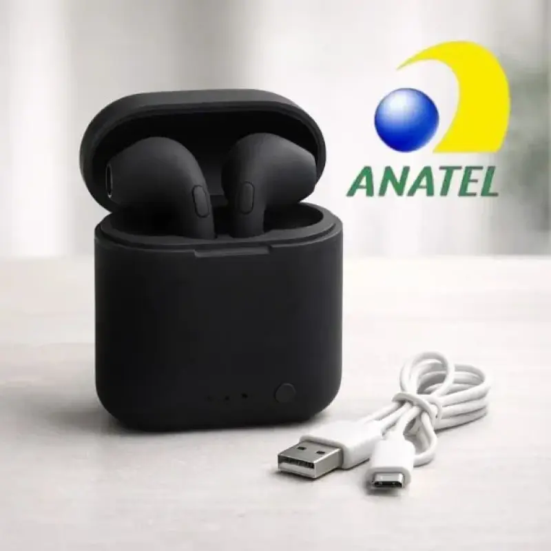 Fone Ouvido Bluetooth i7S Sem Fio Recarregável Android iOS Preto