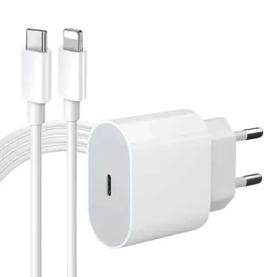 Fonte USB-C + Cabo Carregador IPhone Lightning
