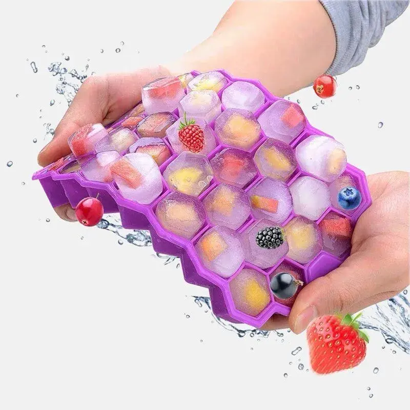 Forma de Gelo com Tampa Colméia Flex de Silicione