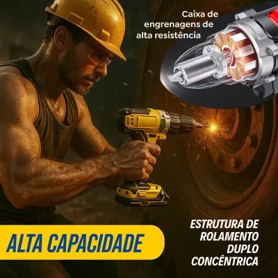 Furadeira Parafusadeira Impacto Com Maleta 2 Baterias 48V