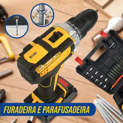 Furadeira Parafusadeira Impacto Com Maleta 2 Baterias 48V