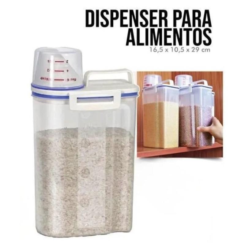 Organizador Pote Hermético com Copo Medidor para Mantimentos 2L