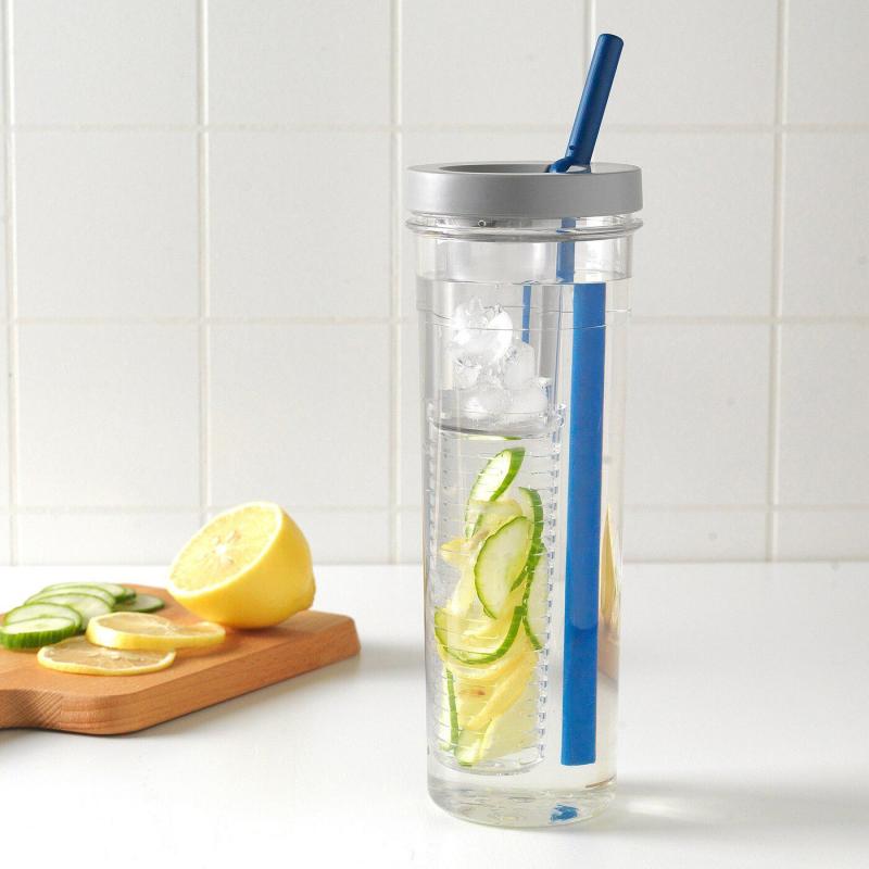 Garrafa De Água Squeeze Que Não Vaza Com Infusor e Canudo Dobrável