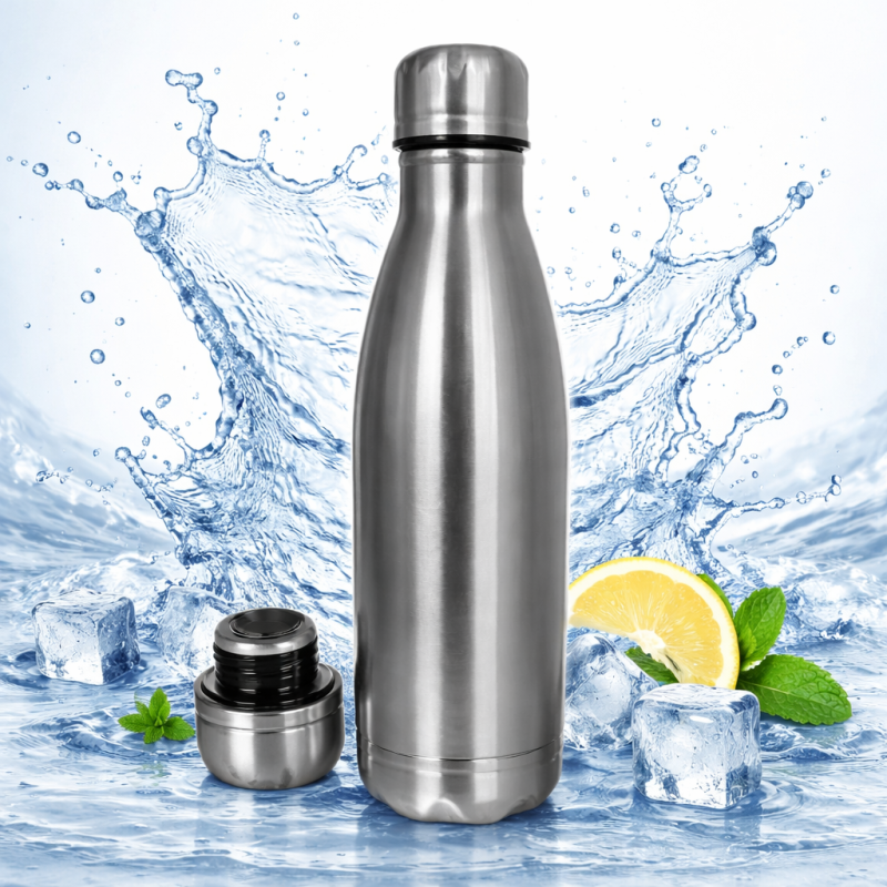 Garrafa Térmica de Inox Cor – Prata 500ml