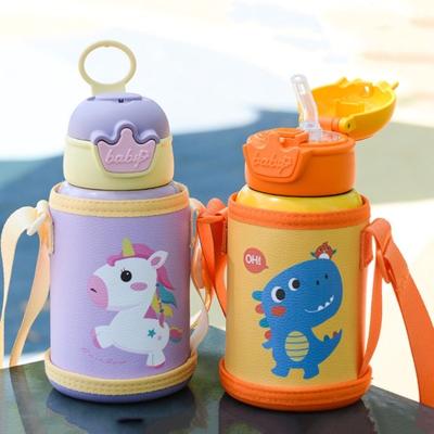 Garrafa Térmica Infantil Desenho Animado Em Aço Inoxidável Com Proteção de Isolamento 500ml