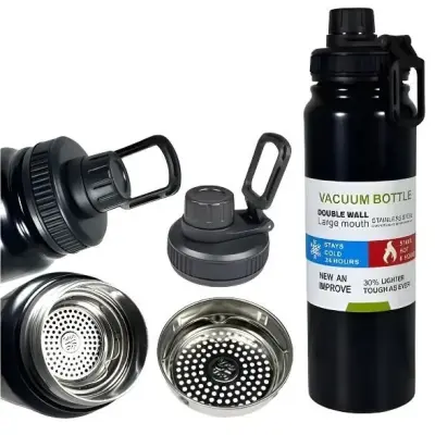 Garrafa Térmica Inox com Alça e Bico 800ml – Preto