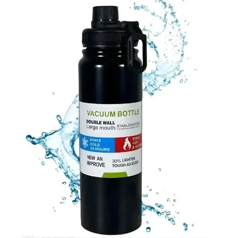 Garrafa Térmica Inox com Alça e Bico 800ml – Preto