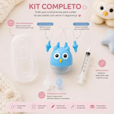 Kit Seringa e Aspirador para Lavagem e Limpeza Nasal Bebês