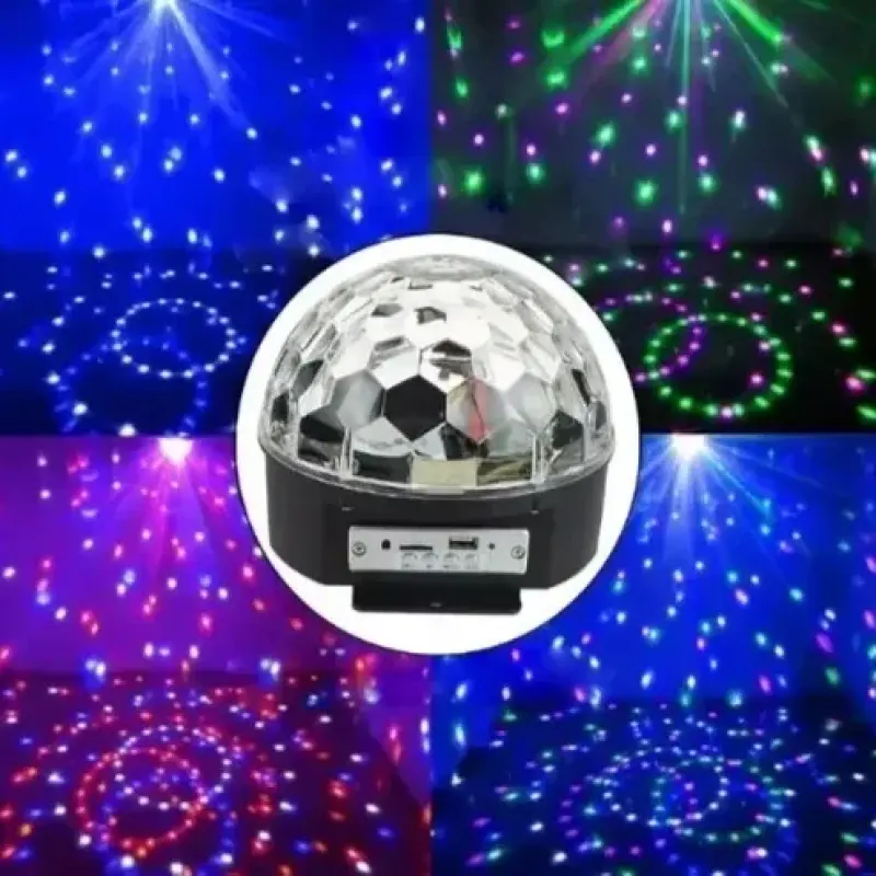 Globo Bola Maluca Led Magic Cristal Rgb Bluetooth Som MP3 Pen Drive