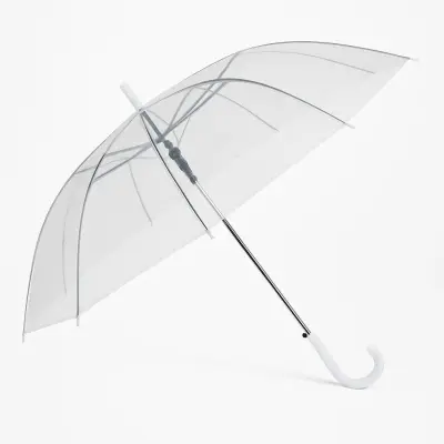 Guarda Chuva Sombrinha Transparente Automático Cabo Curvado Bengala
