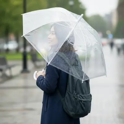 Guarda Chuva Sombrinha Transparente Automático Cabo Curvado Bengala