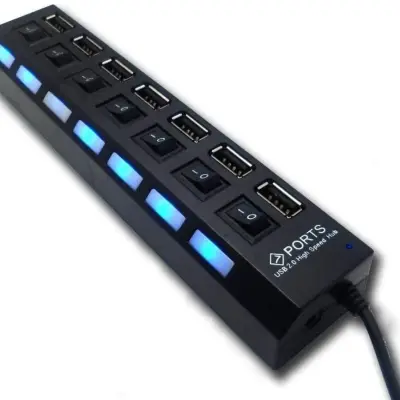 Hub Usb 2.0 Com 7 Portas Switch On/Off e Led Indicador
