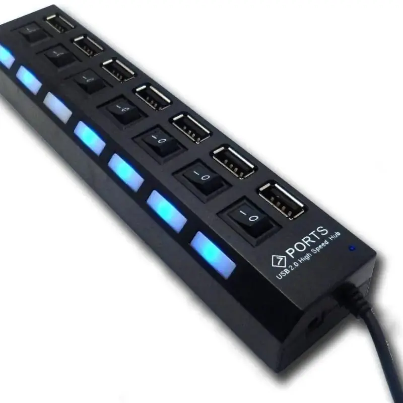 Hub Usb 2.0 Com 7 Portas Switch On/Off e Led Indicador
