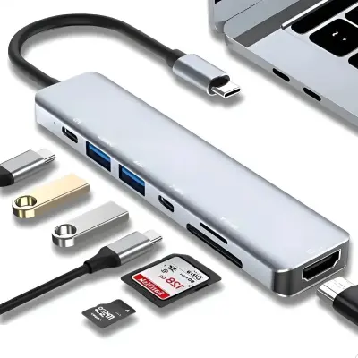 Hub USB-C 7 Em 1 Multifuncional Conectividade De Notebook E MacBook