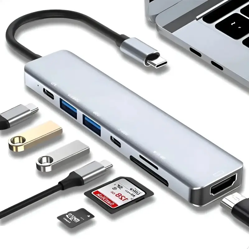 Hub USB-C 7 Em 1 Multifuncional Conectividade De Notebook E MacBook