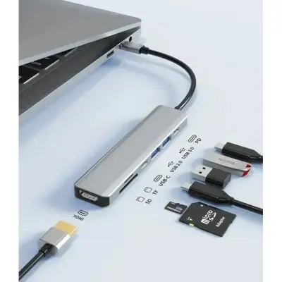 Hub USB-C 7 Em 1 Multifuncional Conectividade De Notebook E MacBook