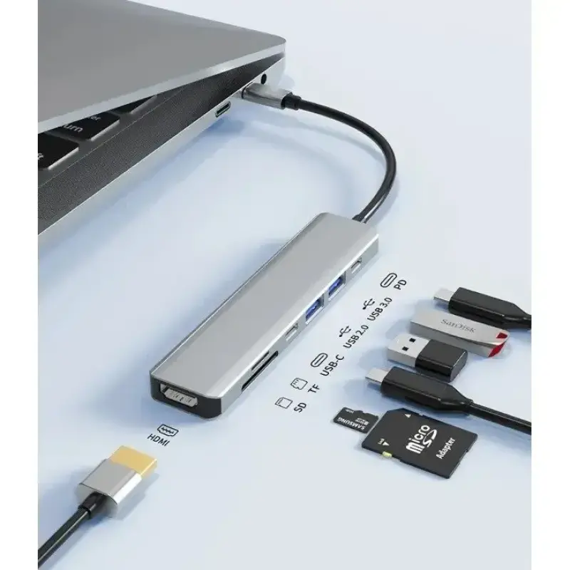 Hub USB-C 7 Em 1 Multifuncional Conectividade De Notebook E MacBook