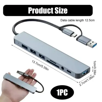 Hub USB-C com Leitor de Cartão SD e Micro SD 8 em 1