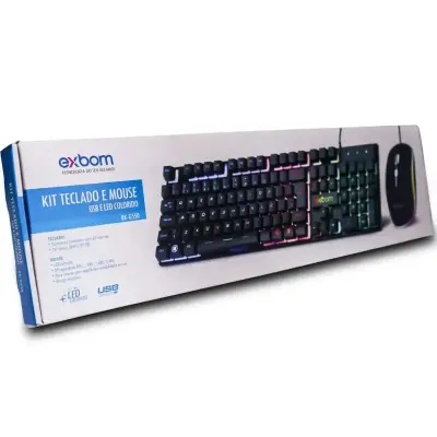 Kit Teclado e Mouse Gamer com Iluminação LED RGB USB ABNT2 – BK-G550