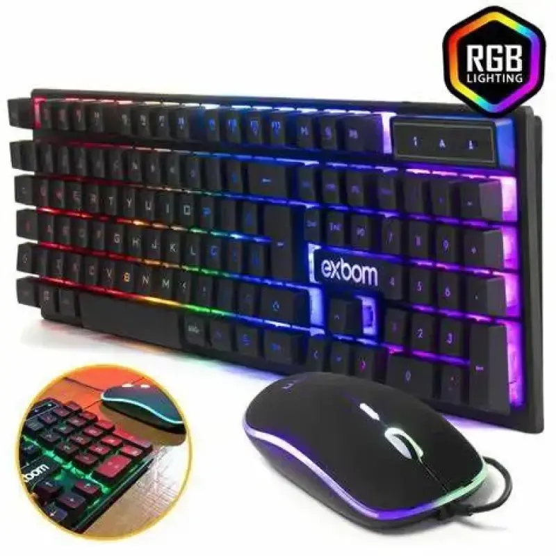 Kit Teclado e Mouse Gamer com Iluminação LED RGB USB ABNT2 – BK-G550