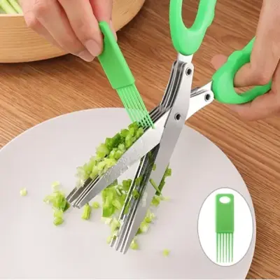 Tesoura de Cozinha 5 Lâminas para Cortar Temperos e Ervas