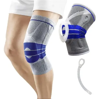 Joelheira De Compressão Spandex 3D Com Anel De Silicone