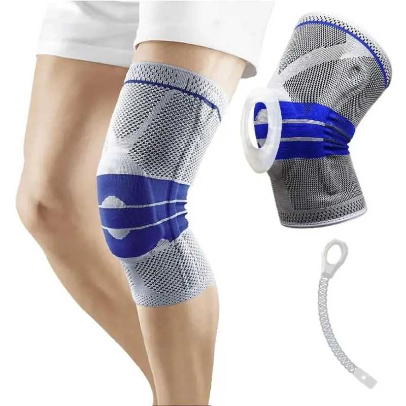 Joelheira De Compressão Spandex 3D Com Anel De Silicone