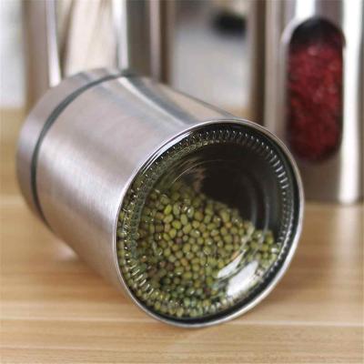 Jogo De Potes Porta Mantimentos de Inox com Visor de Vidro