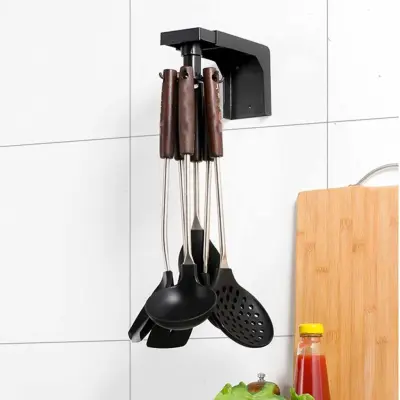 Suporte Porta Talheres Giratório Multiuso para Parede de Cozinha