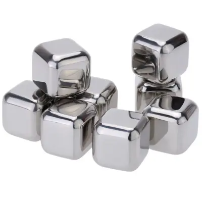 Kit Cubos de Gelo Artificial em Aço Inox Reutilizável Com Pegador