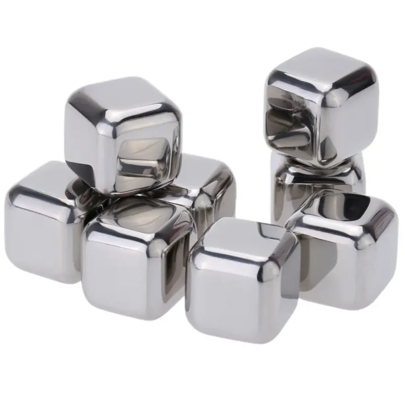 Kit Cubos de Gelo Artificial em Aço Inox Reutilizável Com Pegador
