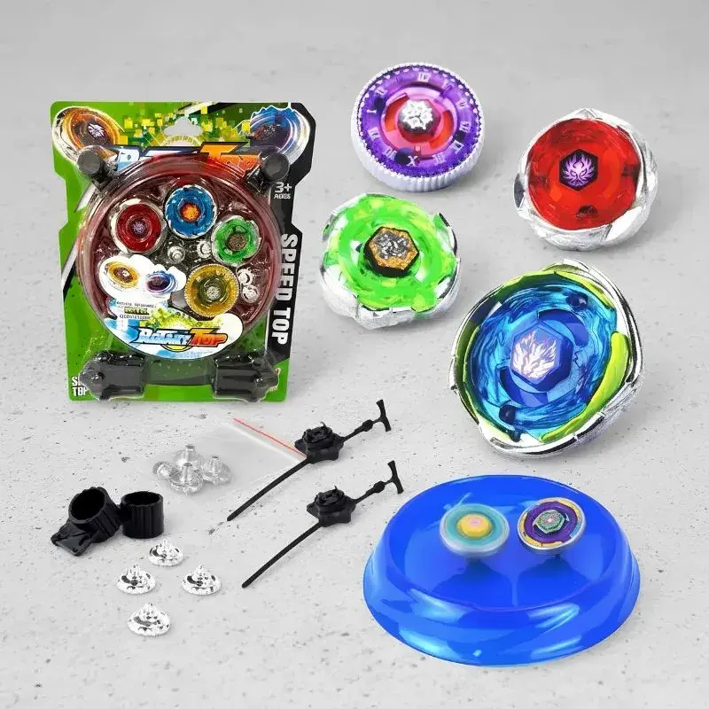 Kit Beyblade Metal com 4 Peças, 2 Lançadores e Arena