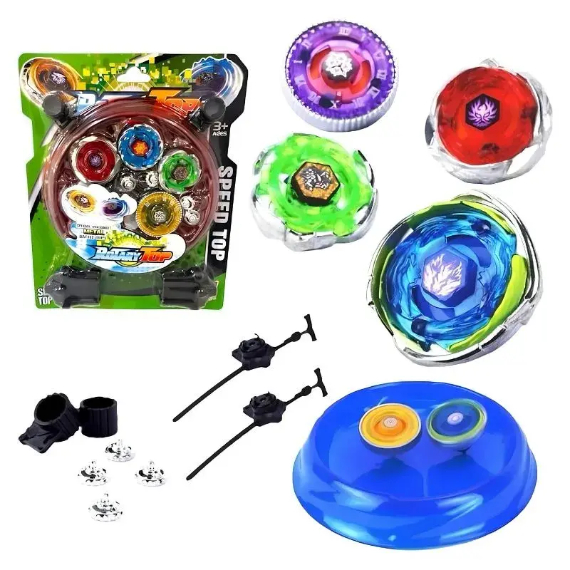 Kit Beyblade Metal com 4 Peças, 2 Lançadores e Arena