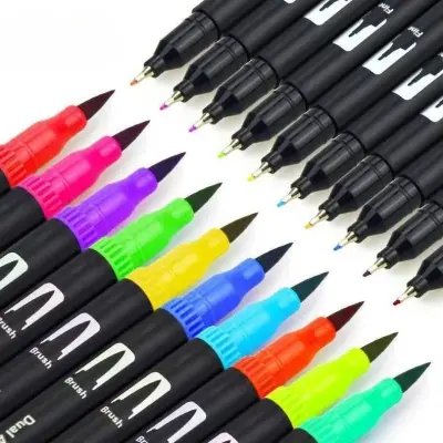 Kit De Canetas Color Mix Ponta Dupla Com Estojo – 48 Peças
