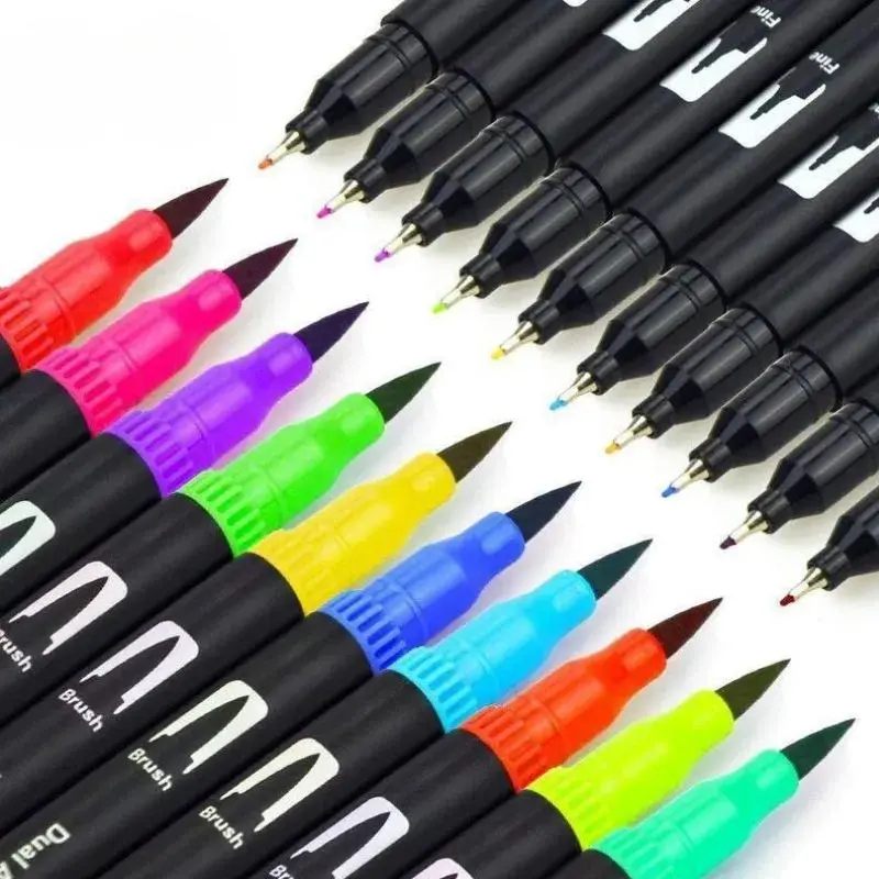 Kit De Canetas Color Mix Ponta Dupla Com Estojo – 48 Peças