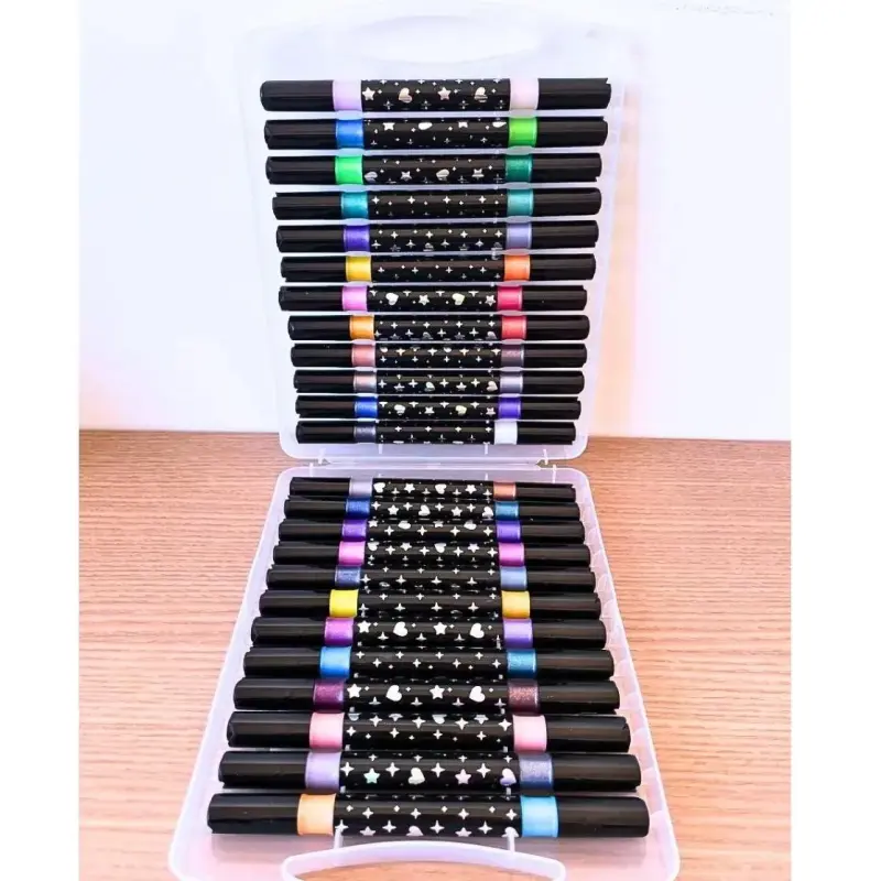 Kit de Canetas Marcadores Ponta Dupla Touch Love Glitter – 24 Canetas / 48 Cores