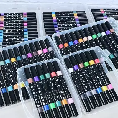 Kit de Canetas Marcadores Ponta Dupla Touch Love Glitter – 36 Canetas / 72 Cores
