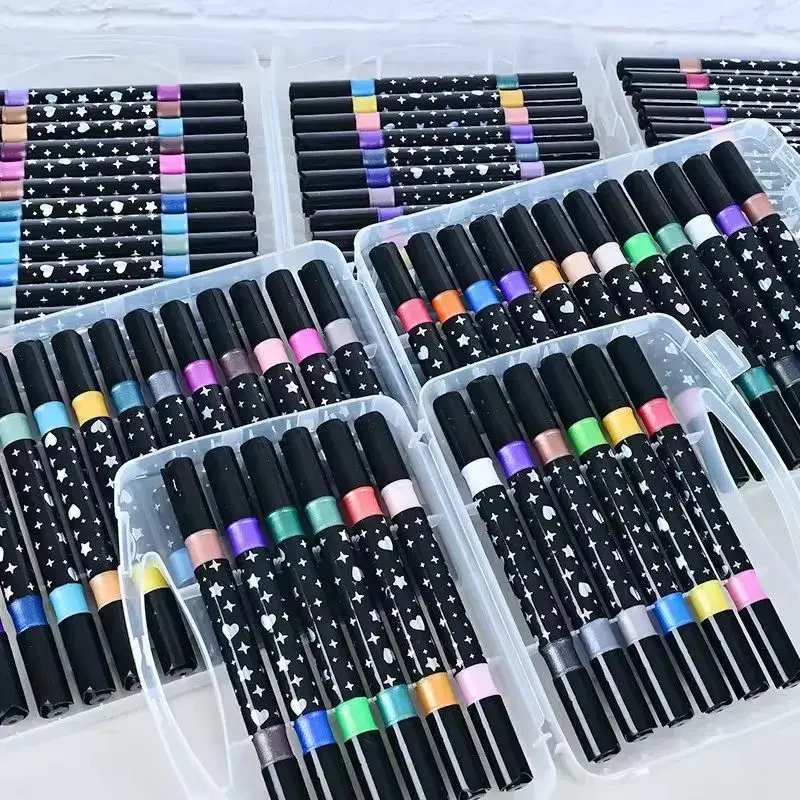 Kit de Canetas Marcadores Ponta Dupla Touch Love Glitter – 36 Canetas / 72 Cores