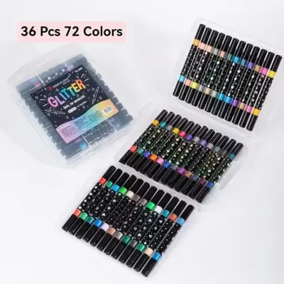Kit de Canetas Marcadores Ponta Dupla Touch Love Glitter – 36 Canetas / 72 Cores