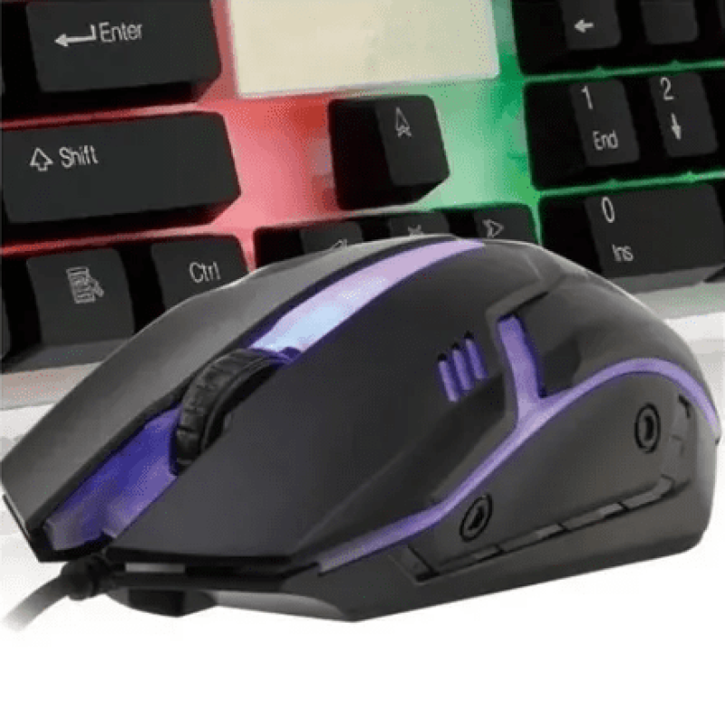 Kit Game Mouse Teclado Iluminado Pc-900 2400 Dpi