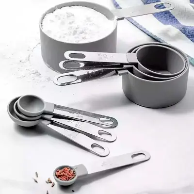 Kit Medidor Culinário Colher Copo Em Aço Inox – 08 Peças